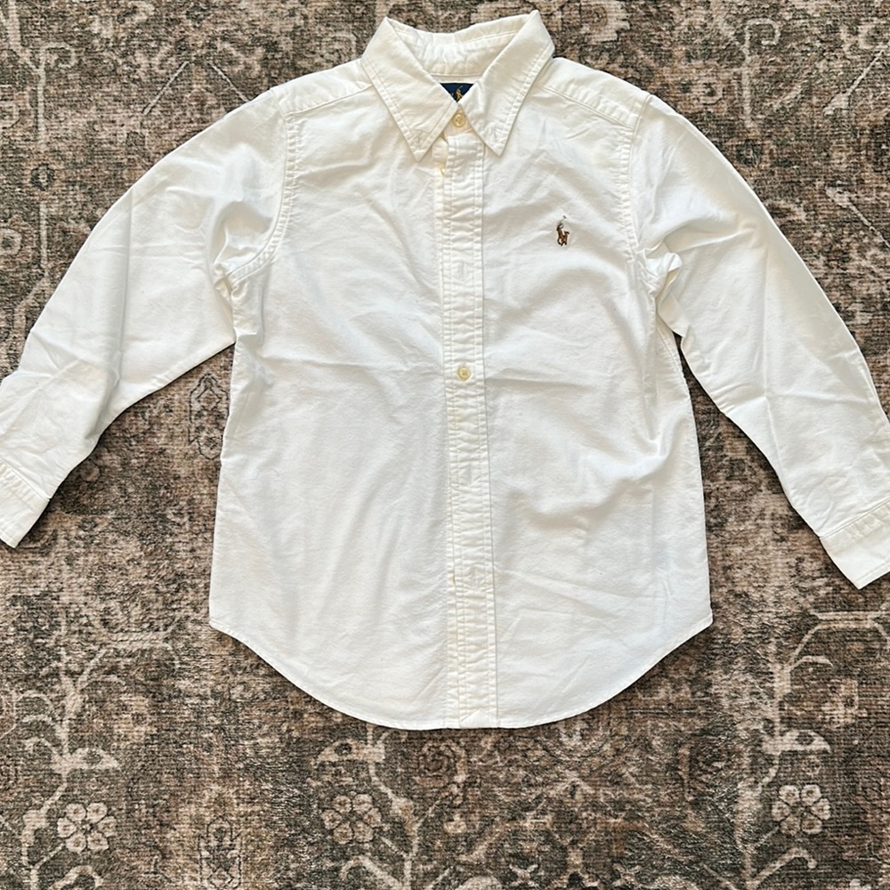 Ralph Lauren boys White Long Sleeve Button-Up Shirt size 6